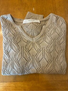 Peace Love World Tan/Cream Open Stitch Sweater